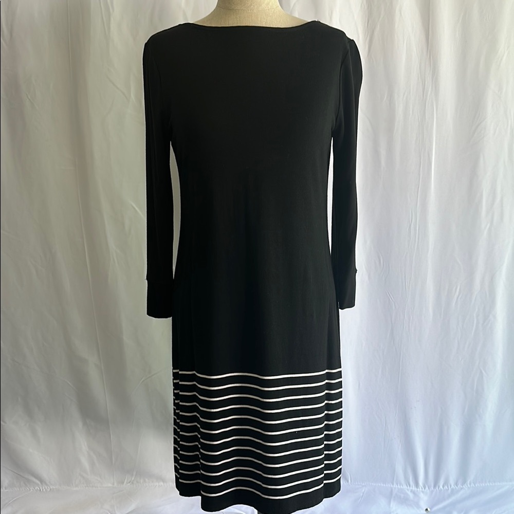 Elegant Black and White Striped Dress